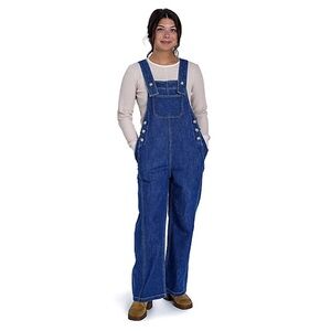 Relaxed Fit Denim Overalls in Blue